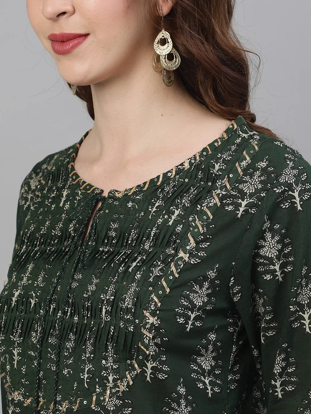 Henna- Forest Green Kurta and Palazzo Set