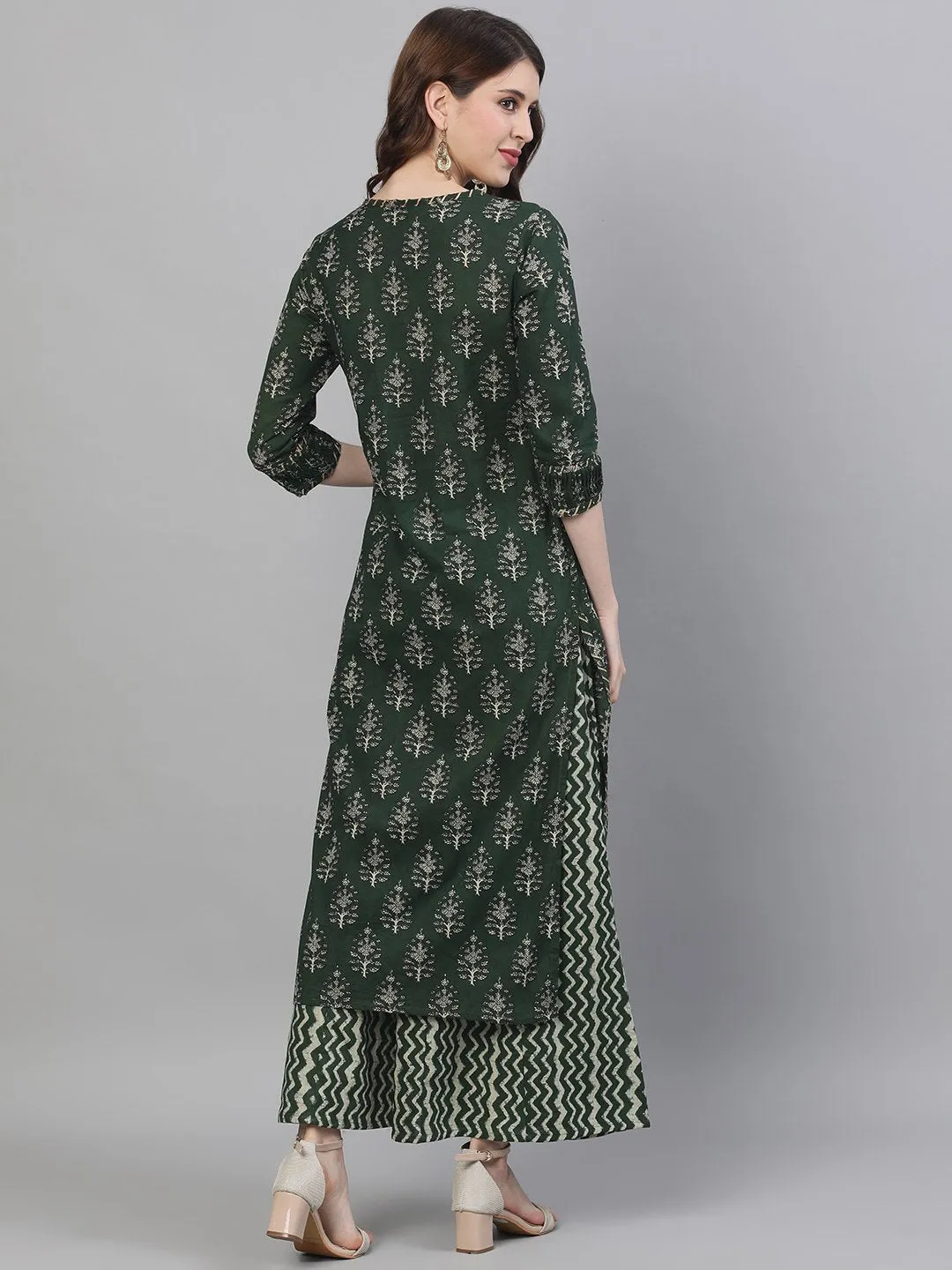 Henna- Forest Green Kurta and Palazzo Set