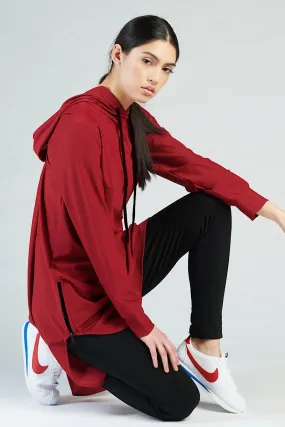 Hoodie Active Top - Burgundy