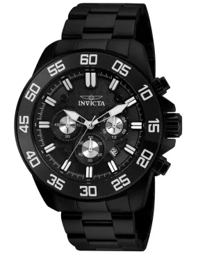 Invicta Mens Pro Diver Chronograph - Black Case & Bracelet - 100m - Date