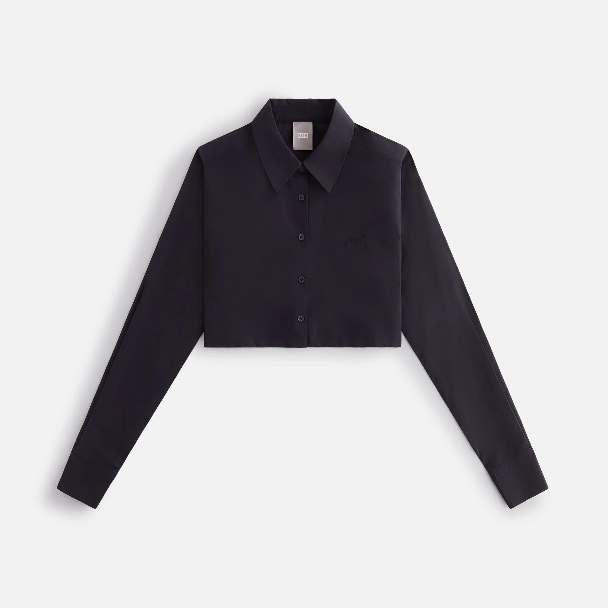 Kith Women Kylan Nylon Faille Cropped Button Down - Black