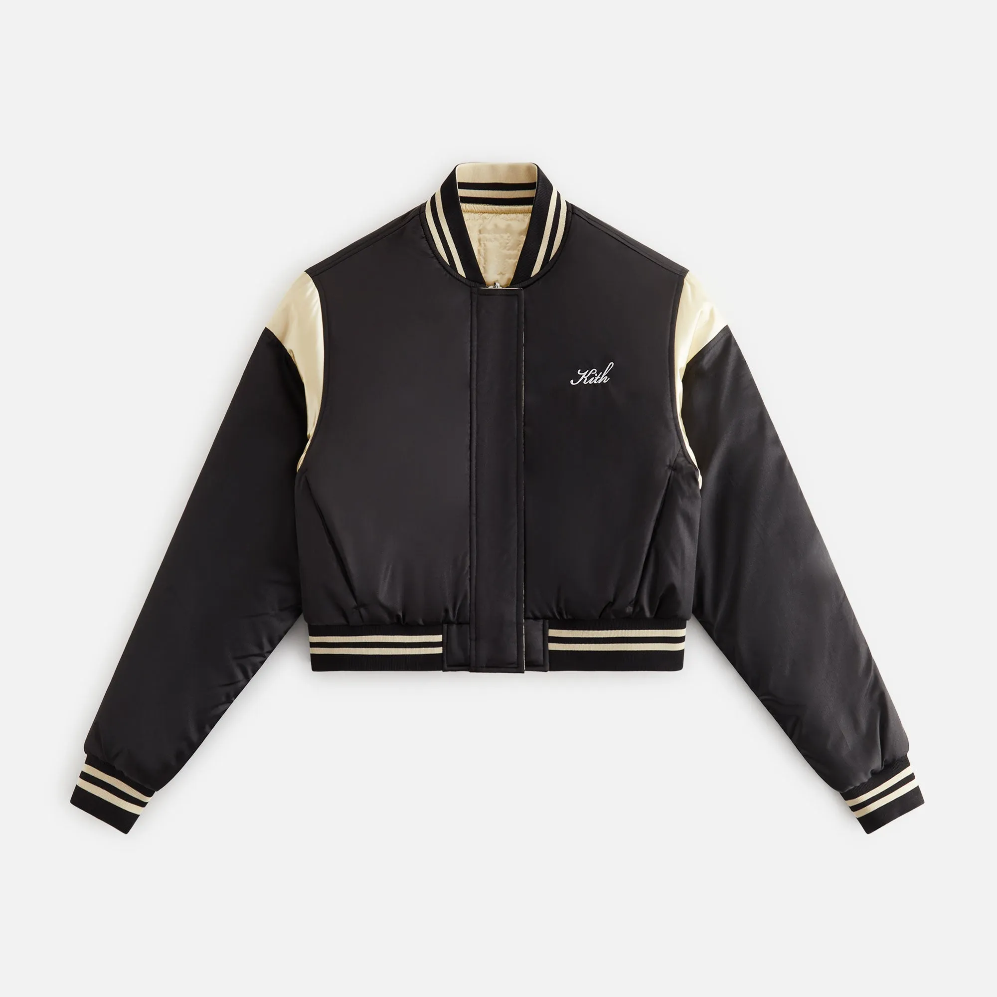 Kith Women Landry Cropped Varsity Bomber - Black