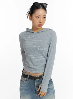 Lettering Hooded Crop Tee CF419