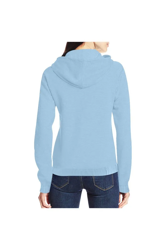 Light Blue All Over Print Full Zip Hoodie for Women (Model H14)