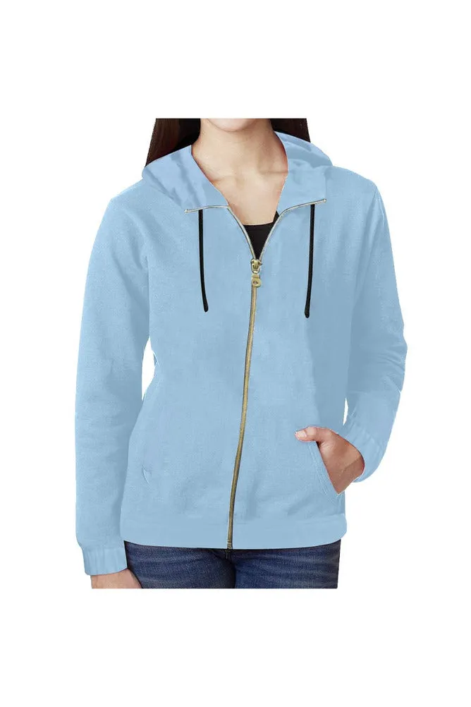 Light Blue All Over Print Full Zip Hoodie for Women (Model H14)