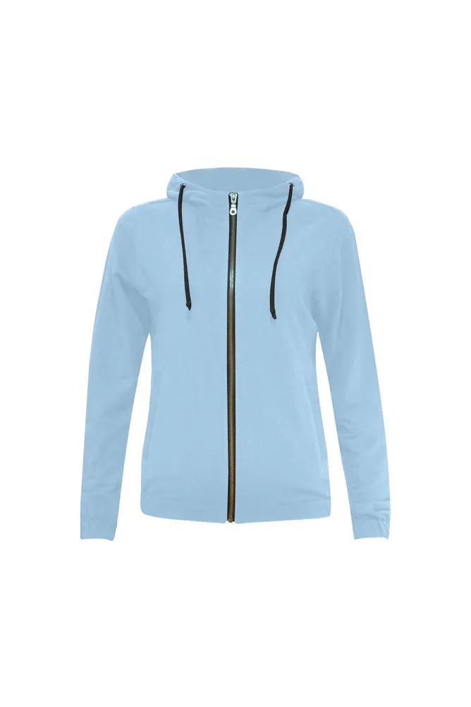 Light Blue All Over Print Full Zip Hoodie for Women (Model H14)