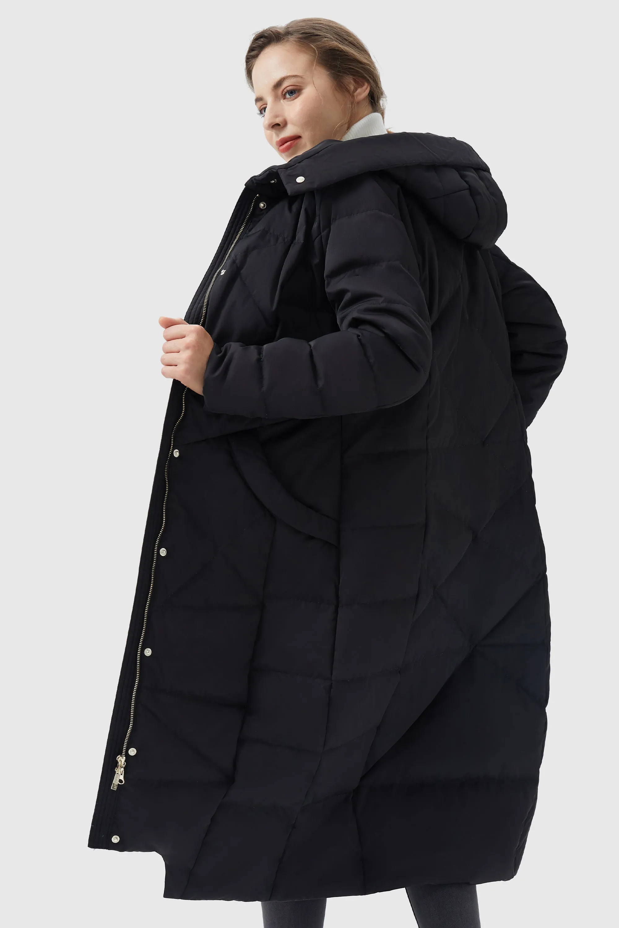 Long Maxi Down Coat with Hood