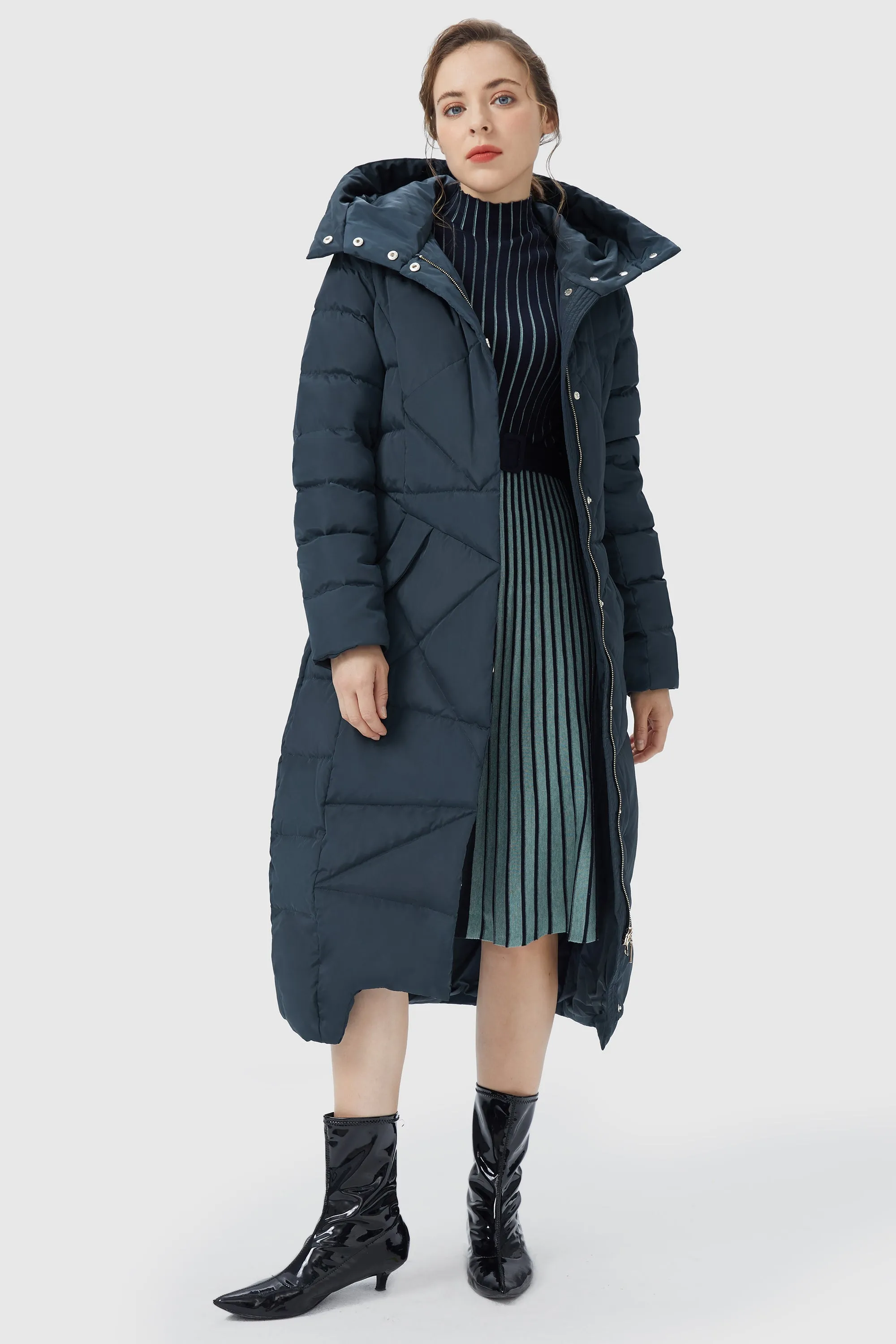 Long Maxi Down Coat with Hood