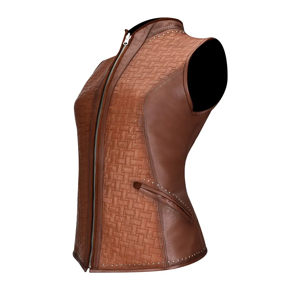 M253COB -  Cuadra brown western fashion soft lambskin reversible vest for women