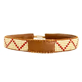 MEN BRACELET ZIG ZAG RED / BONE