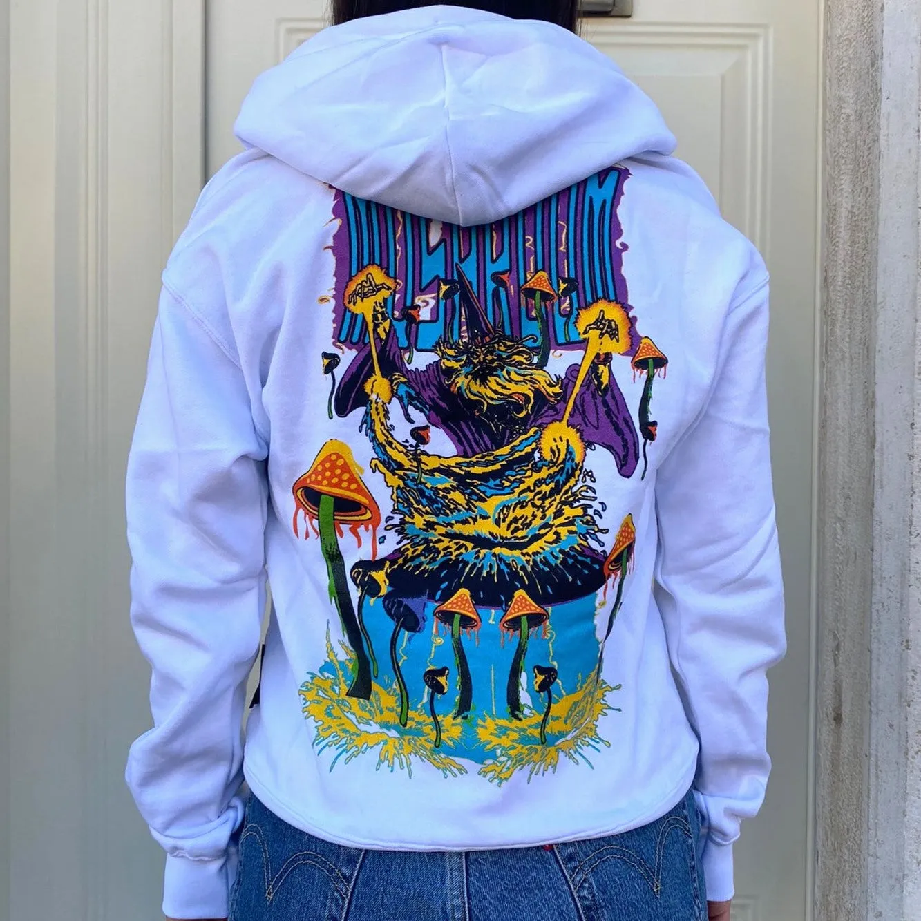 Mushroom men's hoodie with Magician print 23026-02 white