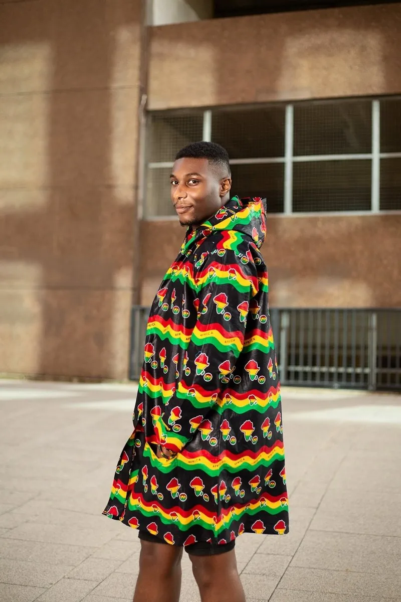 Oversized African Hoodie In Amazing Rasta Print