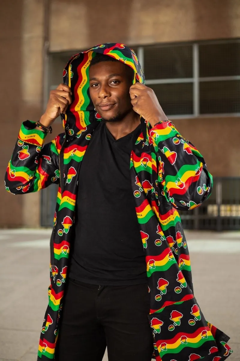 Oversized African Hoodie In Amazing Rasta Print