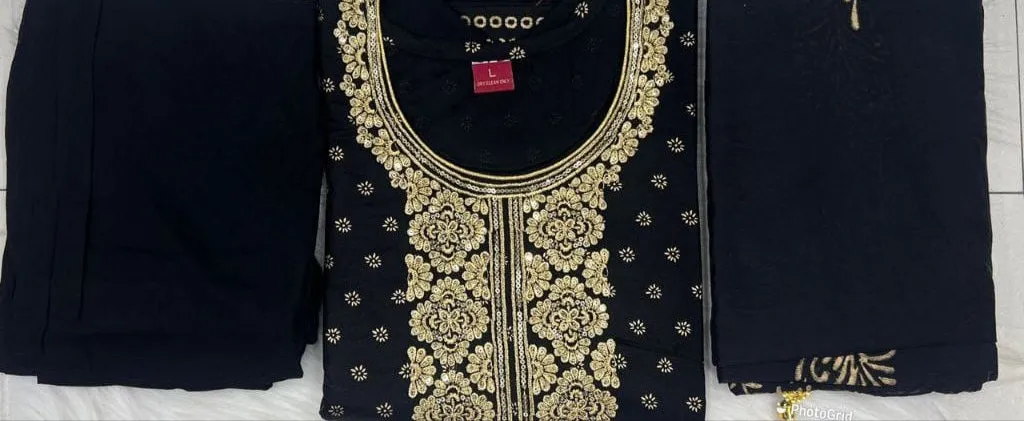 Party wear Black Women Kurta Pant with Dupatta Suit