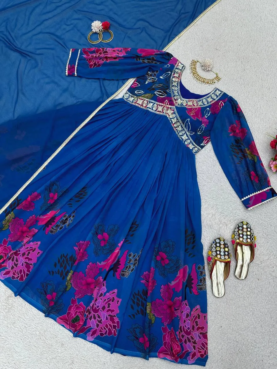 Party wear Blue Designer Sequin Women Kurta Suit