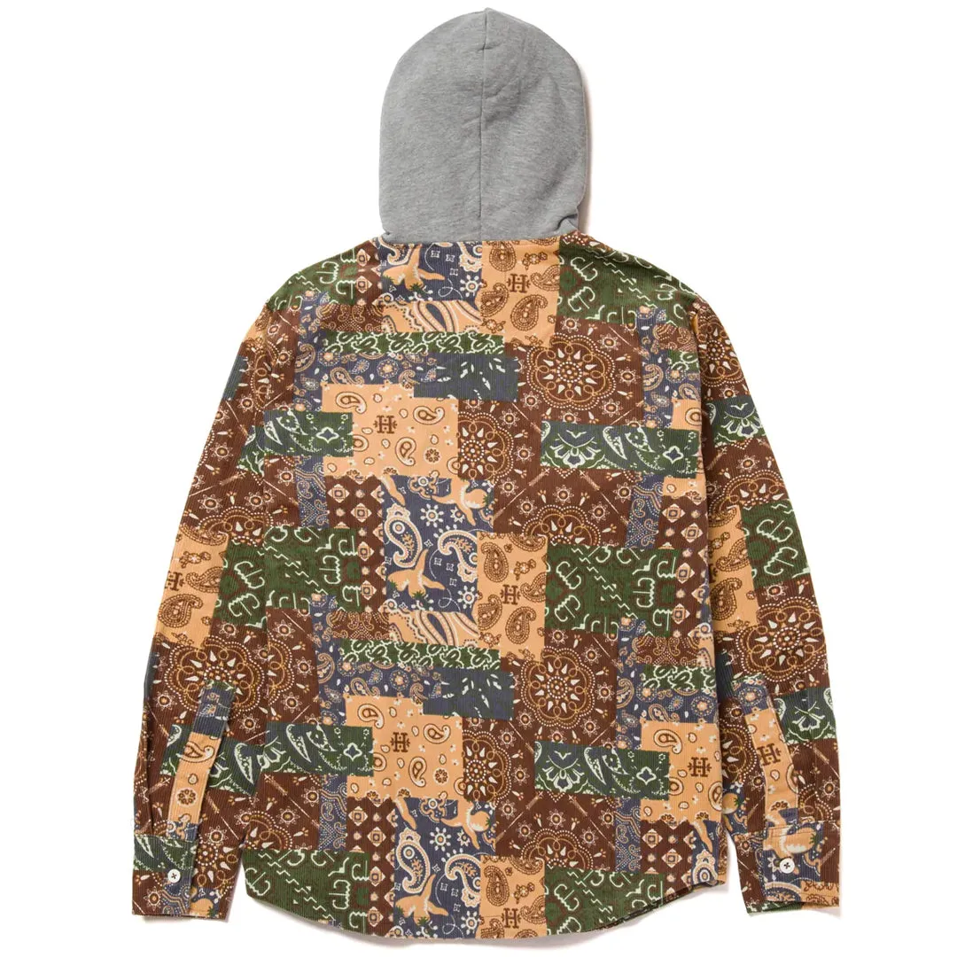 PATCHWORK CORD HOODED JACKET