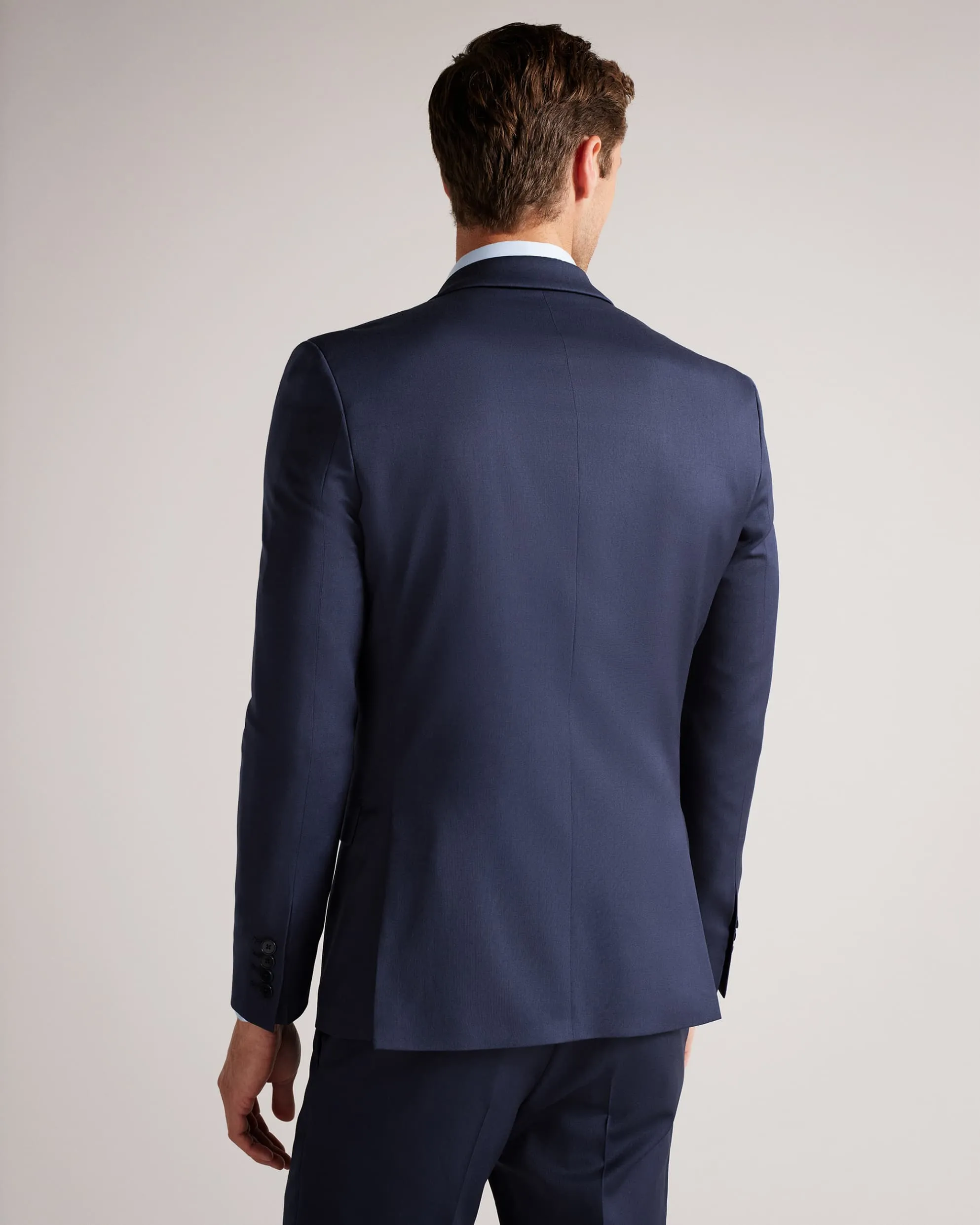 Perthjs Slim Navy Twill Suit Jacket Navy