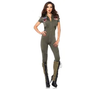 Pilot Sexy Flight Suit Jumpsuit Costume for Adults