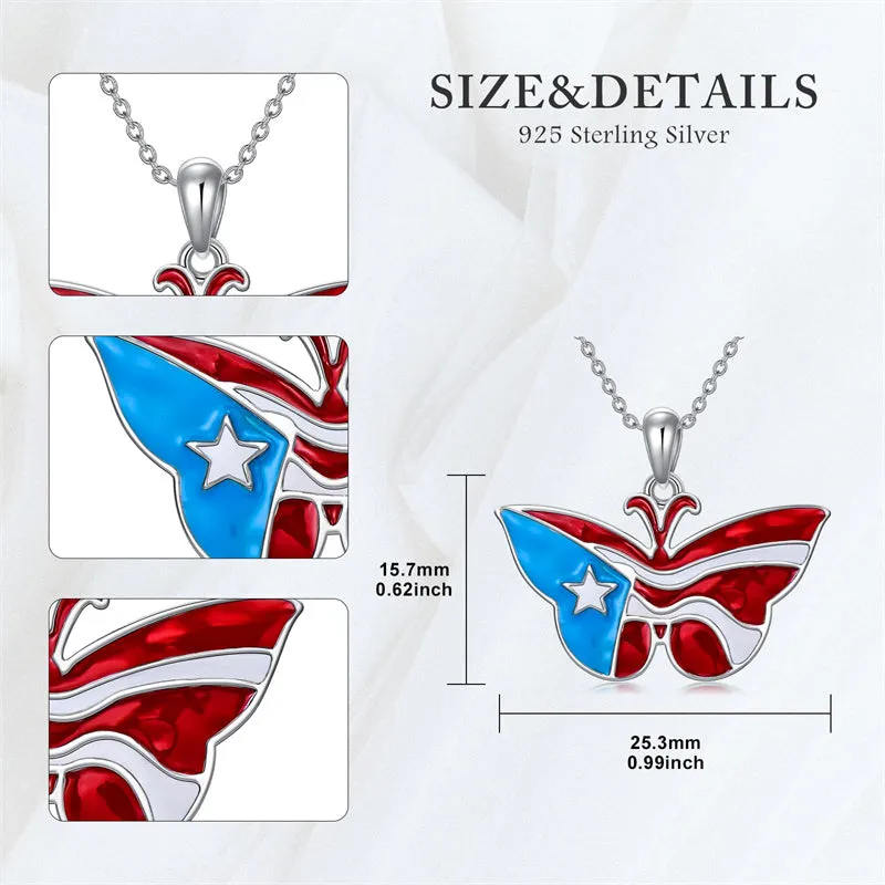 Puerto Rico Necklace 925 Sterling Silver Puerto Rico Flag Pendant Gifts for Men Women Puerto Ricans