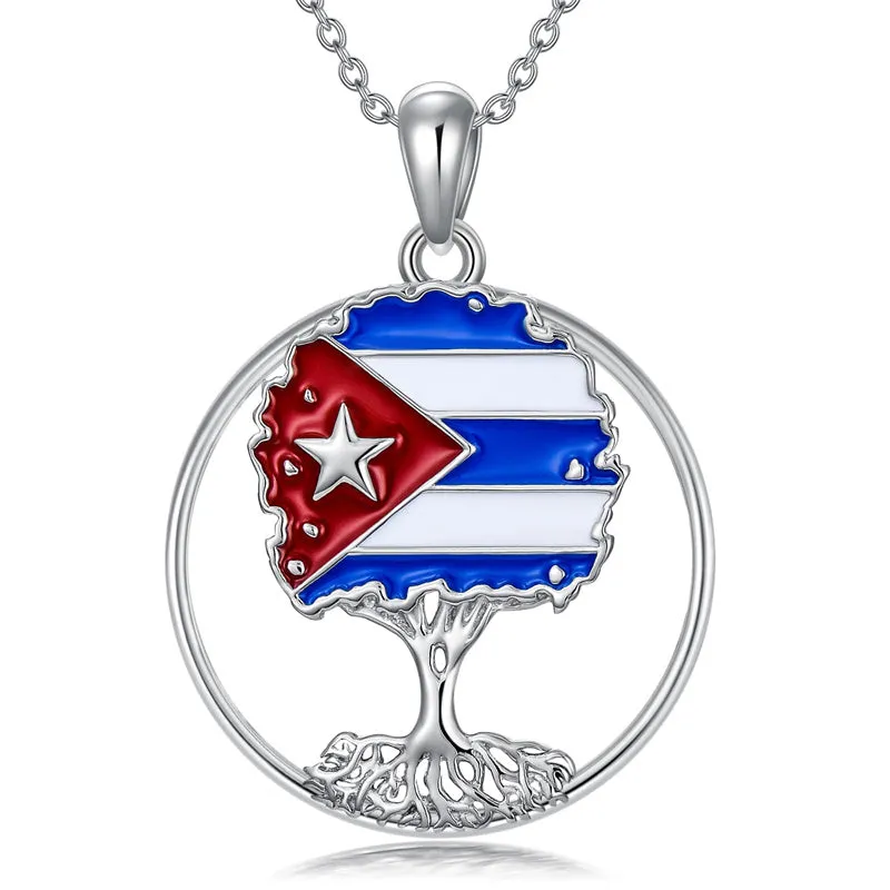 Puerto Rico Necklace 925 Sterling Silver Puerto Rico Flag Pendant Gifts for Men Women Puerto Ricans