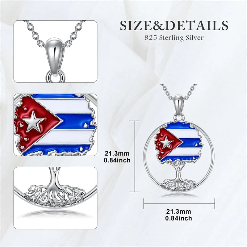 Puerto Rico Necklace 925 Sterling Silver Puerto Rico Flag Pendant Gifts for Men Women Puerto Ricans