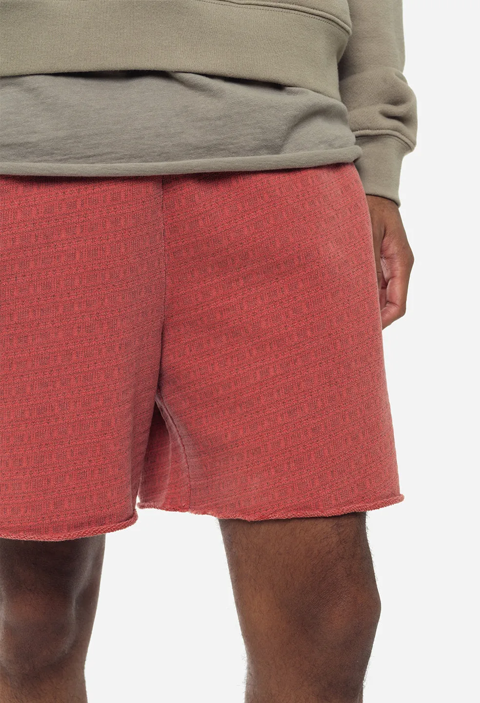 Raw Edge Jacquard Shorts / Terra Cotta