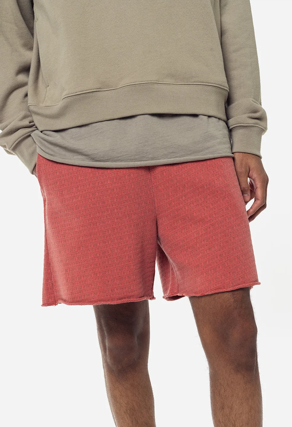 Raw Edge Jacquard Shorts / Terra Cotta