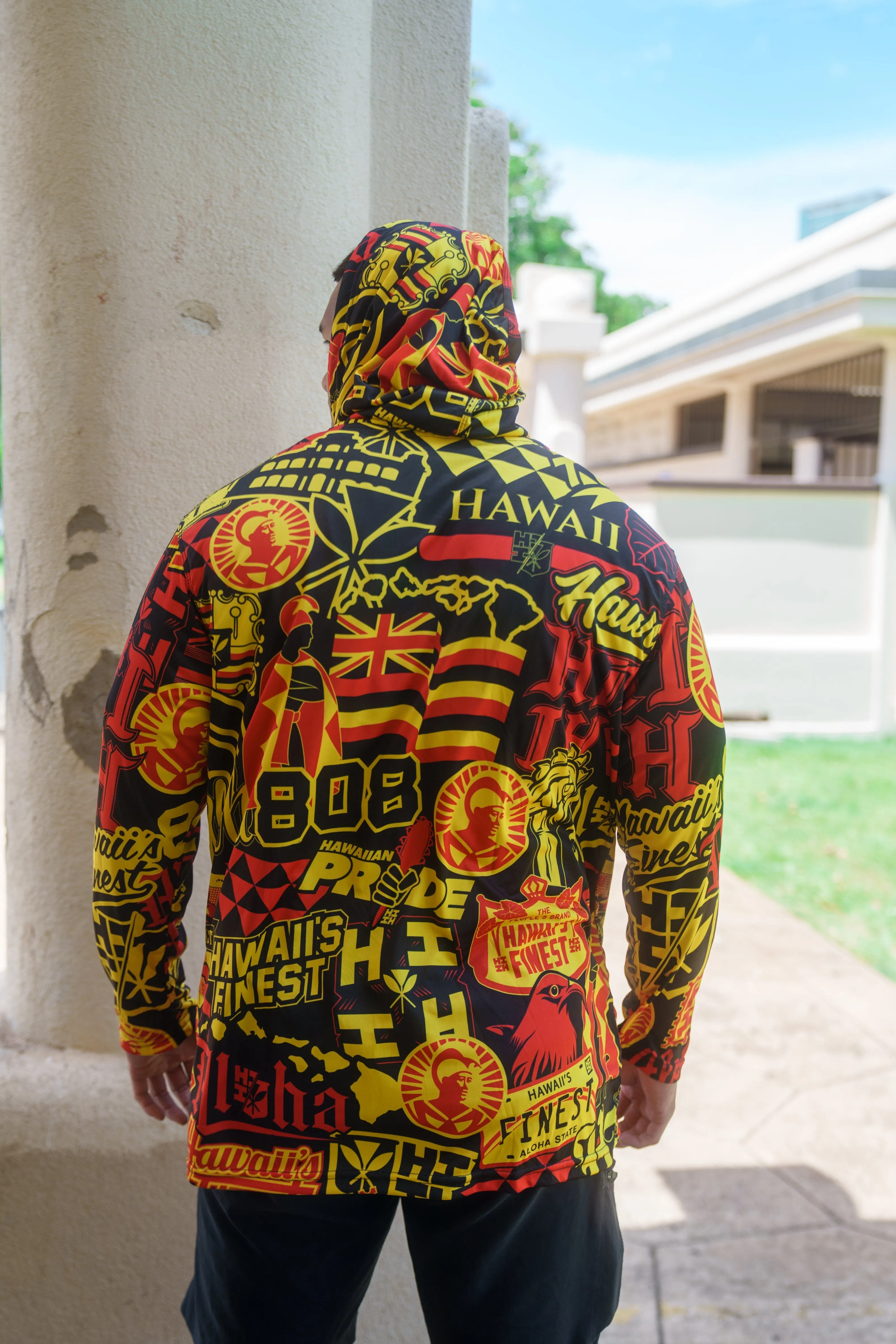 RED & YELLOW STICKERBOMB ALOHA FESTIVAL HOODIE