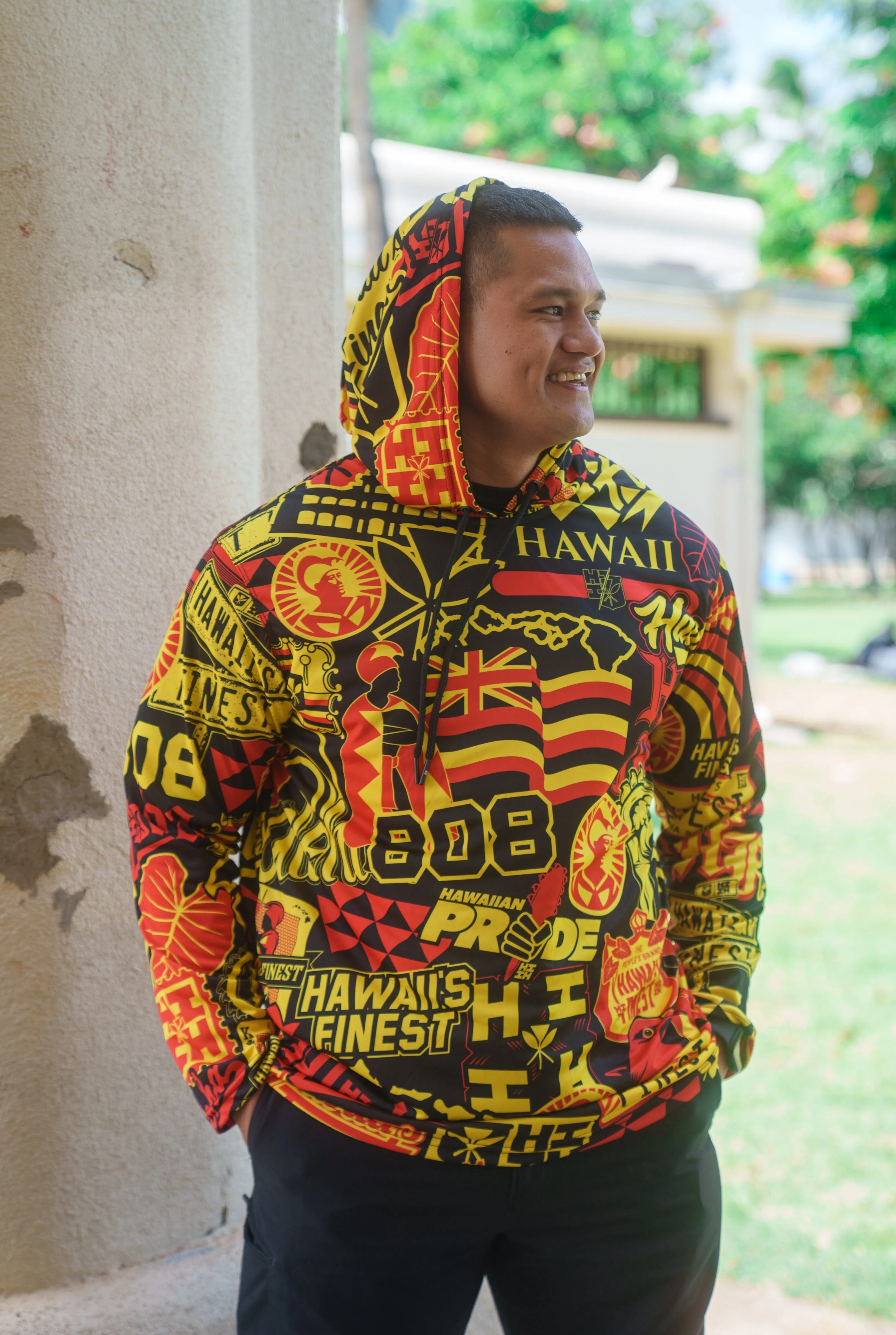 RED & YELLOW STICKERBOMB ALOHA FESTIVAL HOODIE