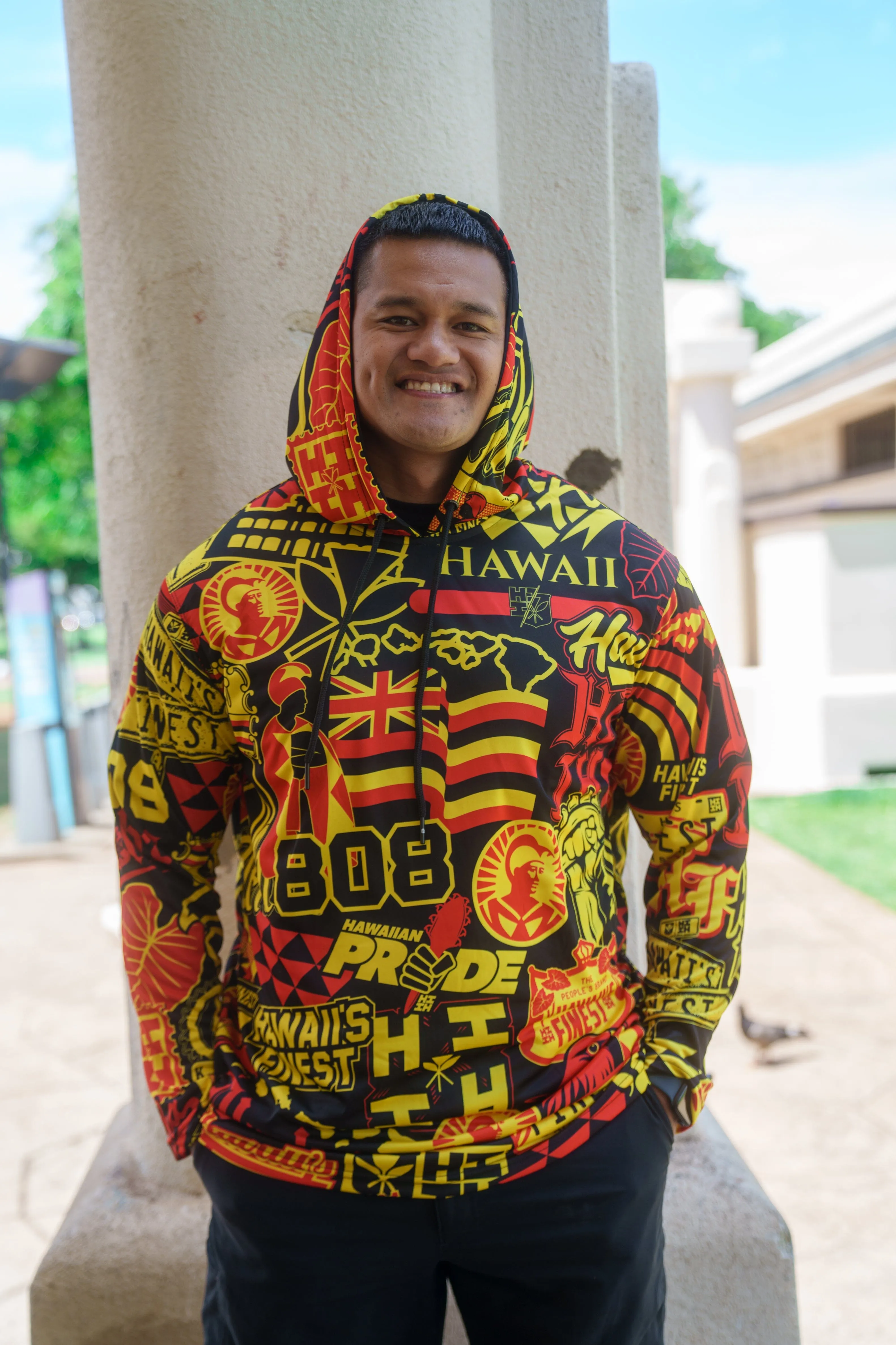 RED & YELLOW STICKERBOMB ALOHA FESTIVAL HOODIE