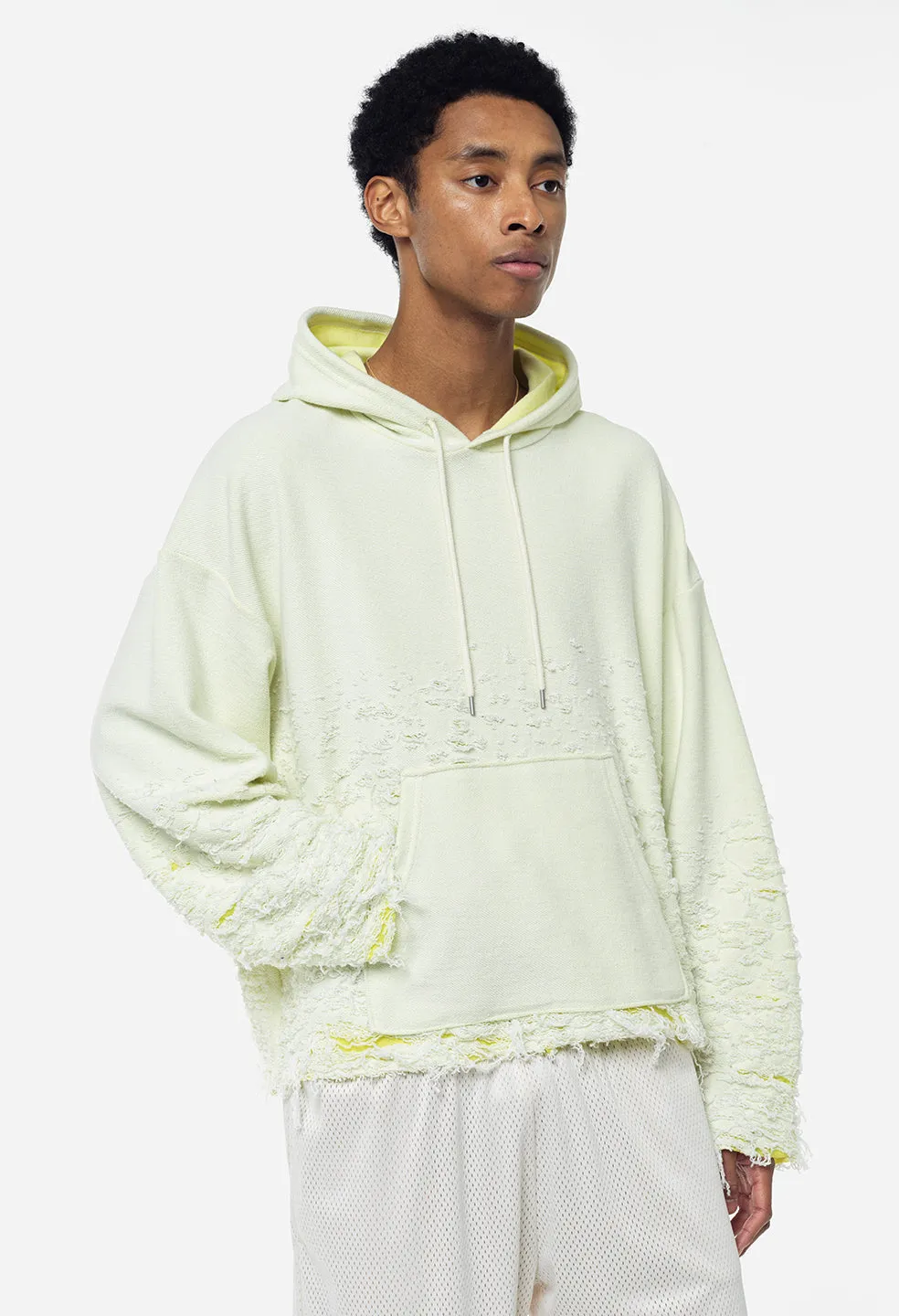 Reverse Burn-Out Hoodie / Ivory X Yellow