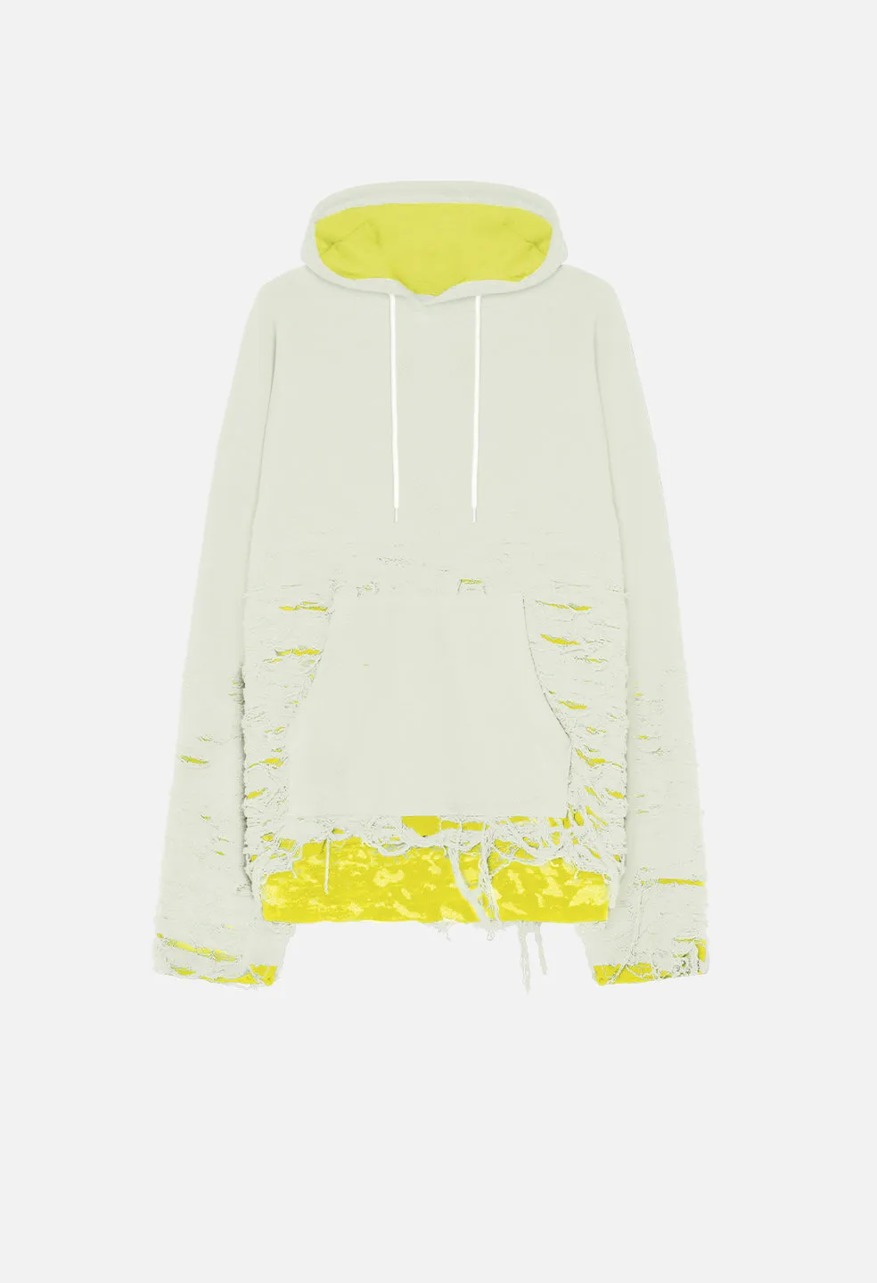 Reverse Burn-Out Hoodie / Ivory X Yellow