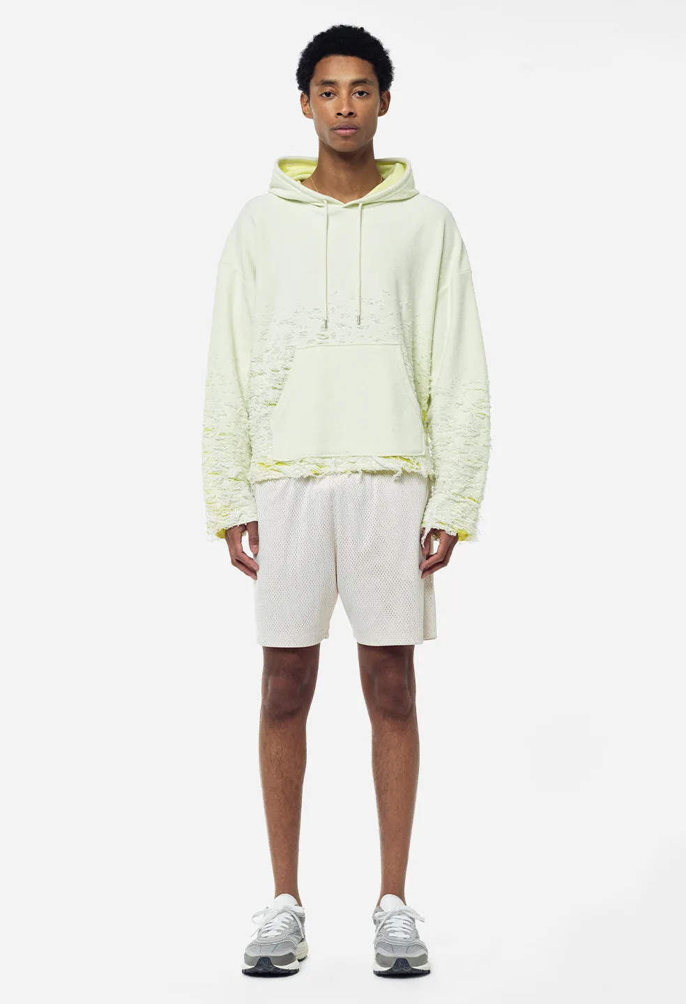 Reverse Burn-Out Hoodie / Ivory X Yellow