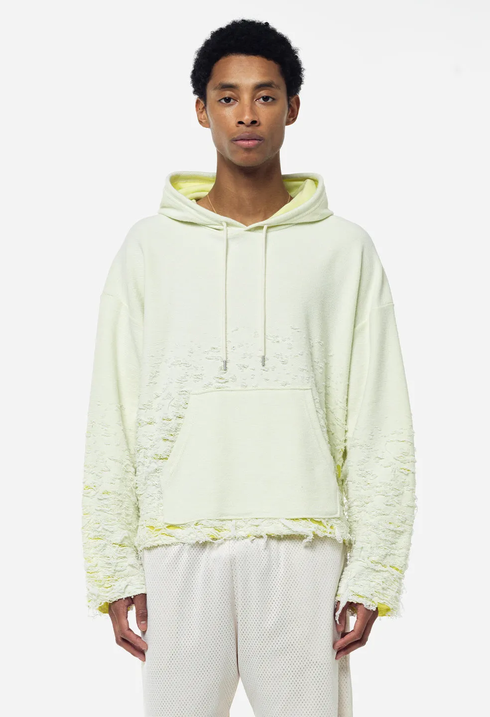 Reverse Burn-Out Hoodie / Ivory X Yellow