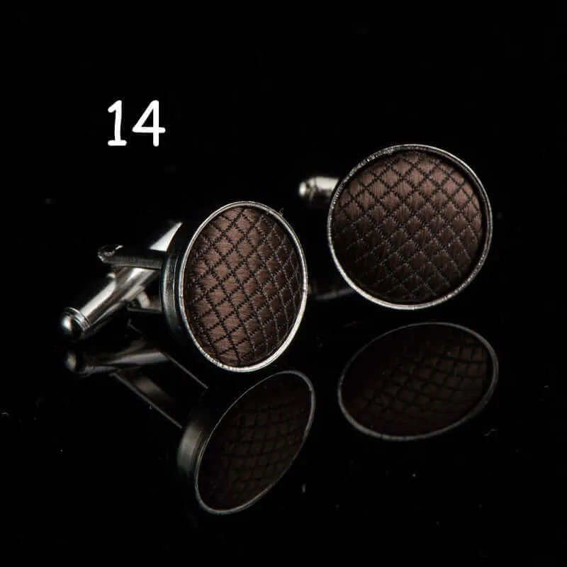 Round Solid Color Cloth Swank Cufflinks