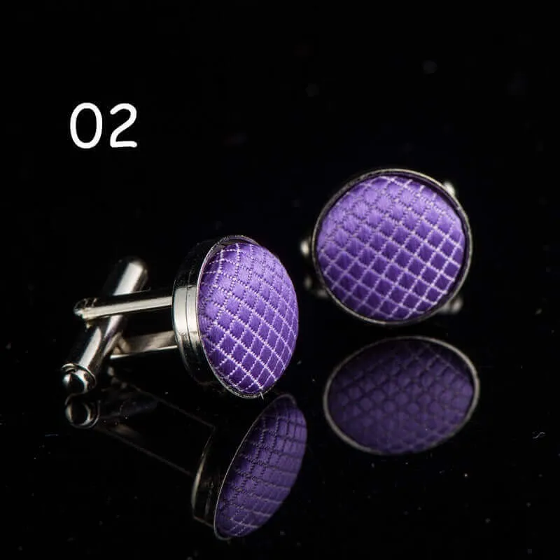 Round Solid Color Cloth Swank Cufflinks