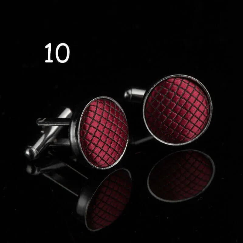 Round Solid Color Cloth Swank Cufflinks