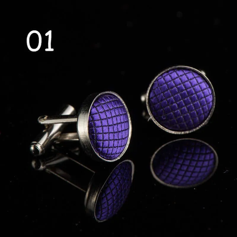 Round Solid Color Cloth Swank Cufflinks