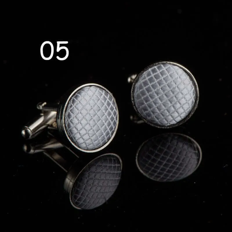 Round Solid Color Cloth Swank Cufflinks