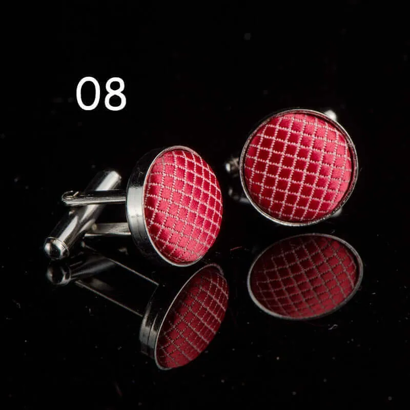 Round Solid Color Cloth Swank Cufflinks