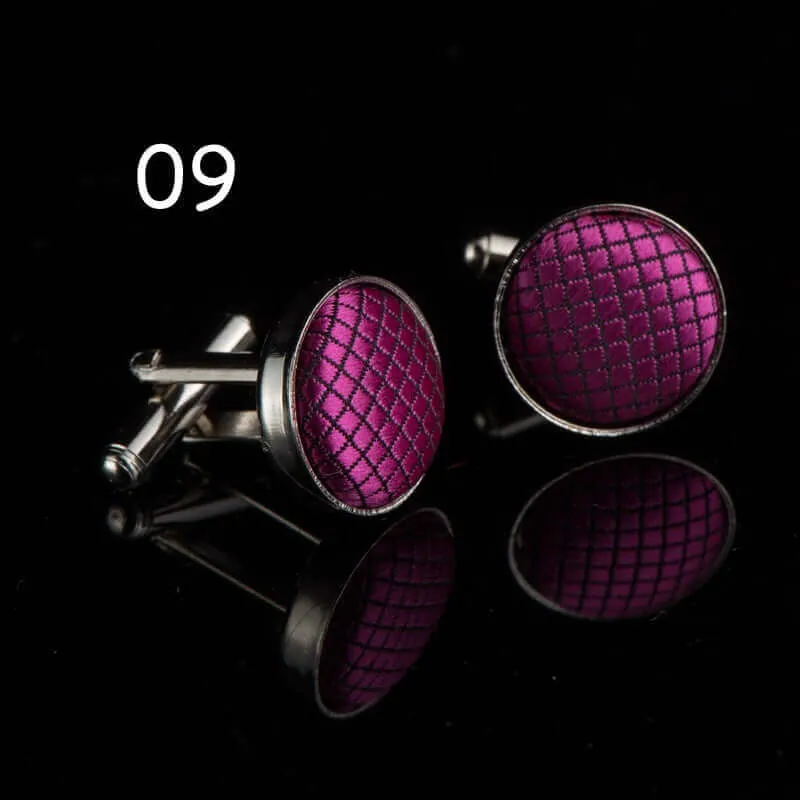 Round Solid Color Cloth Swank Cufflinks