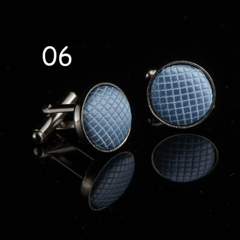 Round Solid Color Cloth Swank Cufflinks