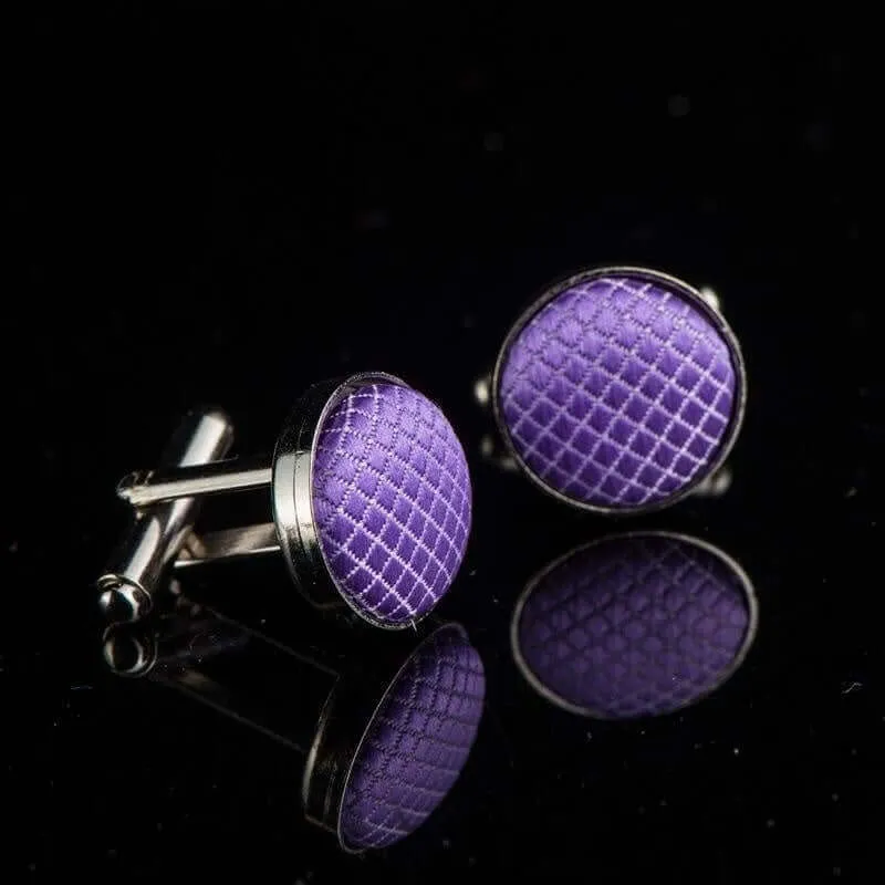 Round Solid Color Cloth Swank Cufflinks