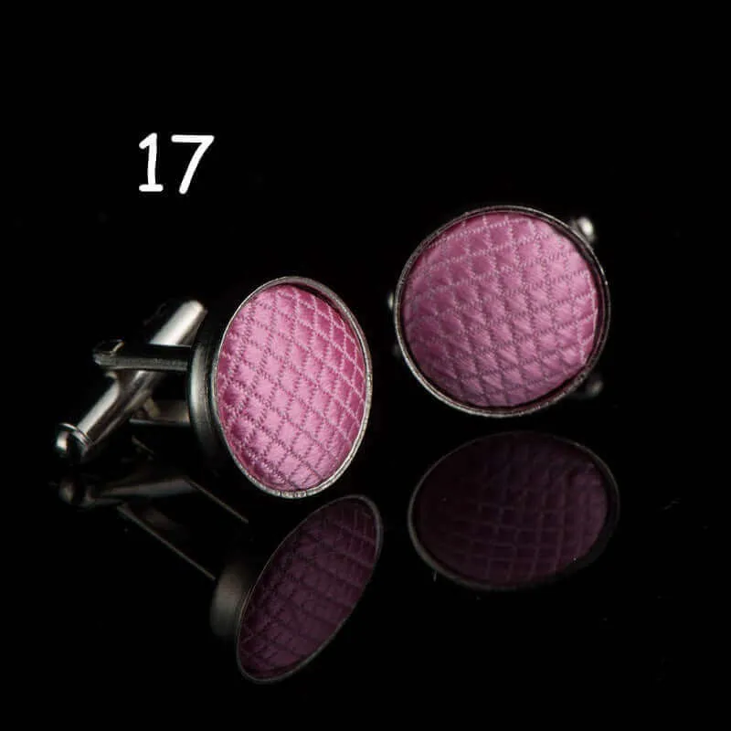 Round Solid Color Cloth Swank Cufflinks