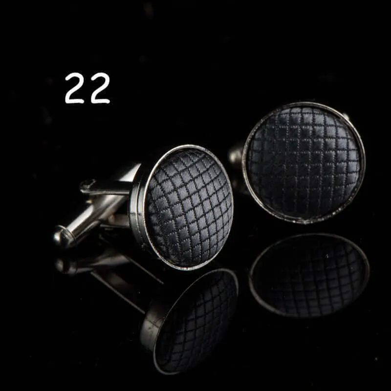 Round Solid Color Cloth Swank Cufflinks