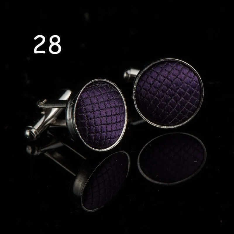 Round Solid Color Cloth Swank Cufflinks