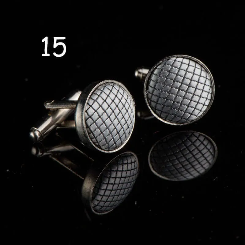 Round Solid Color Cloth Swank Cufflinks