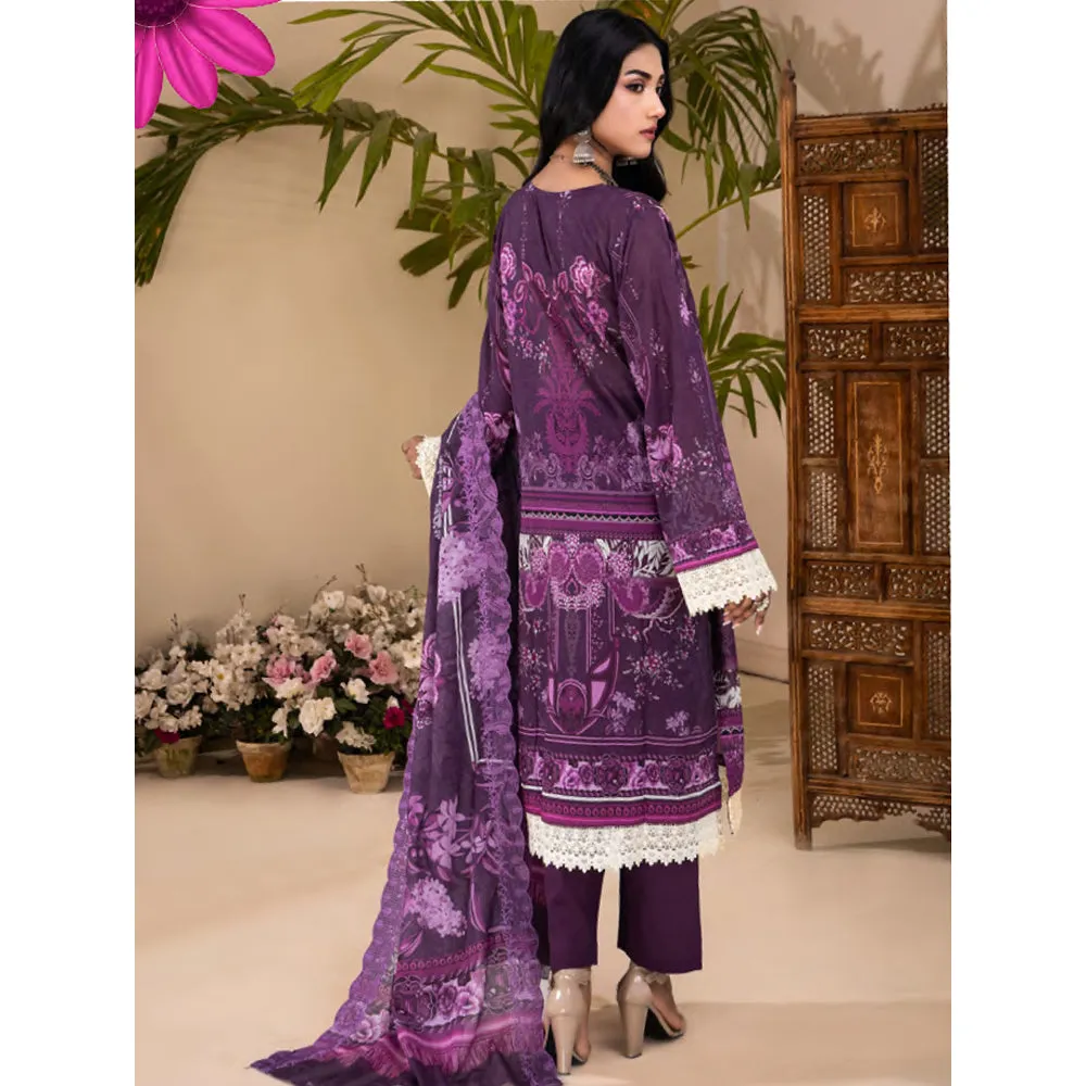 Ruby Lawn Printed Embroidered Unstitched 3Pcs Suit - 8