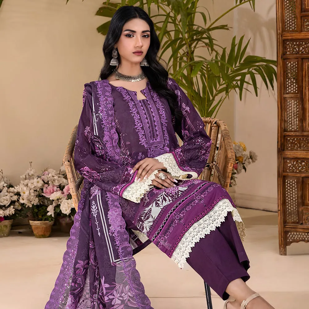 Ruby Lawn Printed Embroidered Unstitched 3Pcs Suit - 8