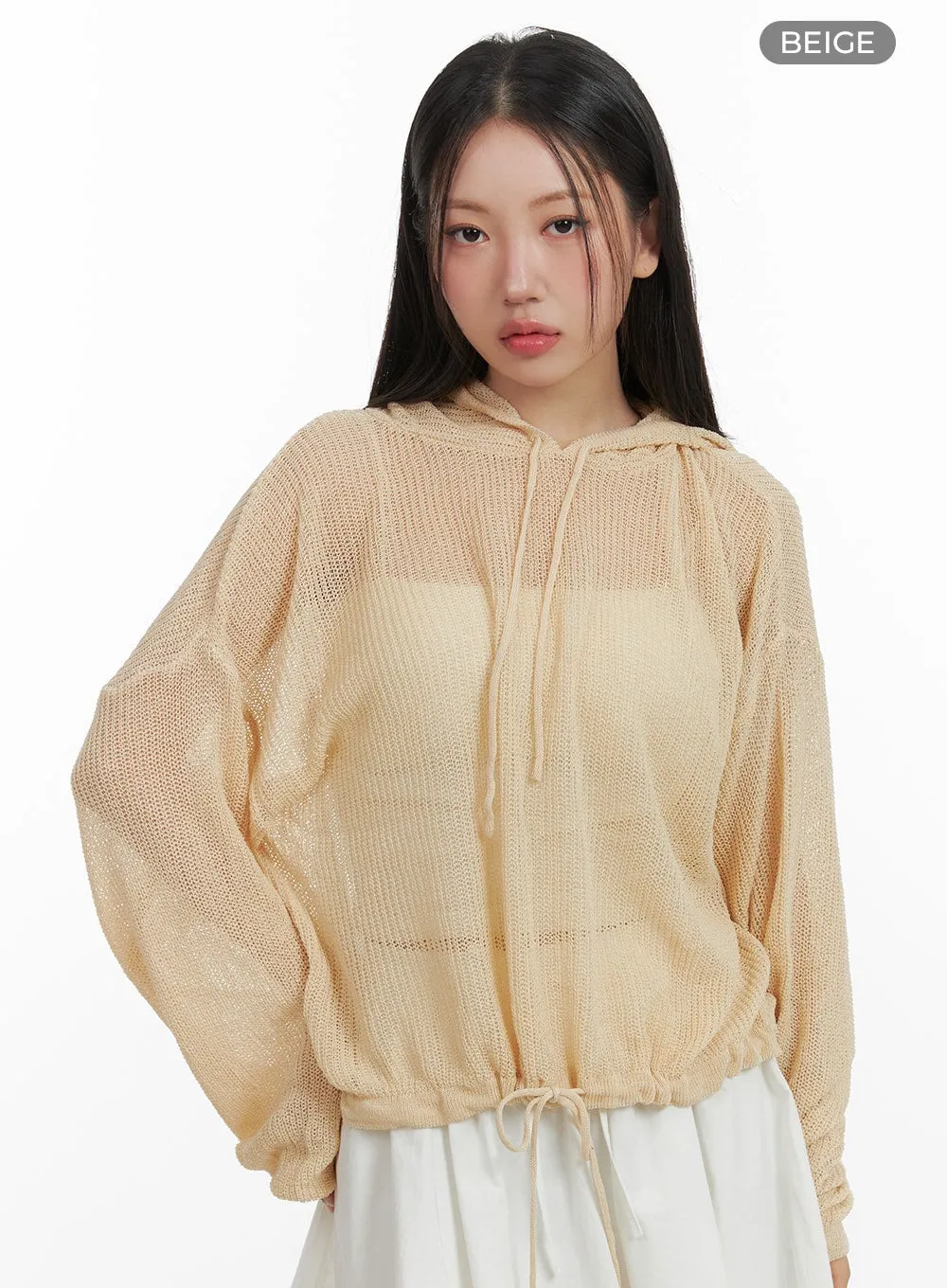 Sheer Drawstring Hoodie OA416